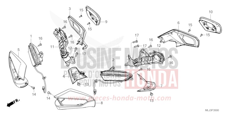 WINKER/MIRROR for Gold Wing GRAPHITE BLACK (NHB01) from 2023